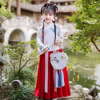 Deklica Je Vila Red Tiskanja Obleko Hanfu Kitajske Tradicionalne Hanfu Otrok, Cosplay Kostume Tang Princesa Obleko