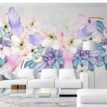 wellyu ozadje po Meri de papel parede Lepo ročno poslikane akvarel cvetlični pero vijolično TV ozadju stene behang