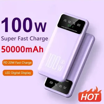 50000mAh 100W Super Hitro Polnjenje, Power Bank Prenosni Polnilec Baterije Powerbank za iPhone Huawei Samsung Nova