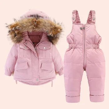 Baby smučarski kombinezon Kombinezon Oblačila 2pcs nastavite Lahki Toplo zimo Otrok navzdol otroci plašč puhovka
