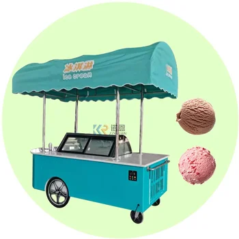 Mobilni italijanski Sladoled Roko Potisnite Voziček z Zaslonom Zamrzovalnik Gelato Nizka Cena, Prodajni Sladoled Voziček Prodajni Ledu Ccream Kolesa