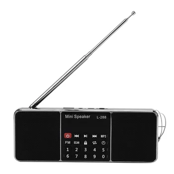 Mini Prenosni in Polnilna Stereo L-288 FM Radio, Zvočniki LCD Zaslon Podpira TF Kartice USB Disk Predvajalnik Glasbe MP3 Zvočnik（Black）