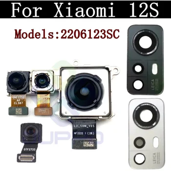 Original Zadnje Kamere Flex Kabel Za Xiaomi 12S 2206123SC Spredaj Selfie Majhne, Obrnjena proti Glavni zadnjo Kamero, Okvir, Steklo Objektiva