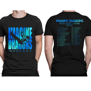 Neverjetno Tees Moški Majica s kratkimi rokavi dvostranski Priložnostne Prevelik Imagine Dragons živo Srebro Tour 2022 T-shirt Moški T-majice Grafični S-3XL