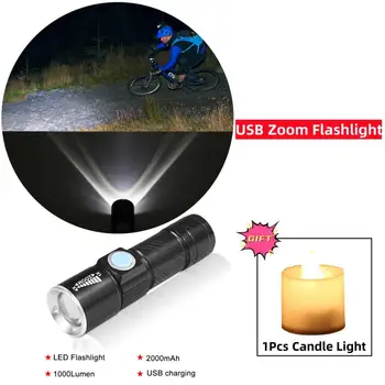Mini LED Svetilka COB Svetilka USB Polnjenje Glare Teleskopsko Zoom Svetlo Prenosni Razsvetljava Luč za Kampiranje Šotor Ribolov Lučka