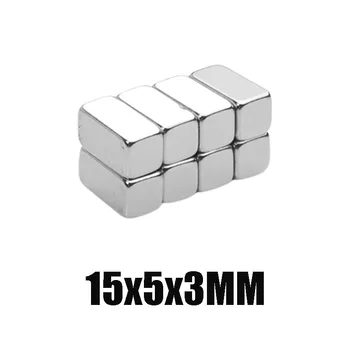 Neodymium Železo, Bor, Močan Dvostranski Super Močan Magnetni Magnet Kvadratnih 15x5x3MM Močno Magnetno N35 Magnet