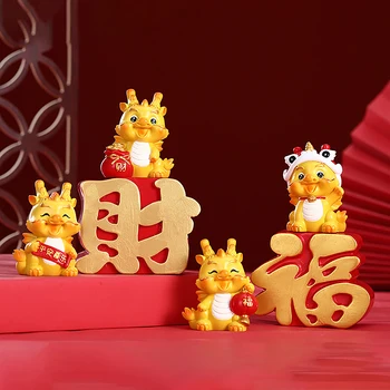 2024 Leto Miniaturni Zmaj Kip Smolo Kip Kitajski Zodiak Zmaj Okras Avto Armaturne Plošče Dekoracijo