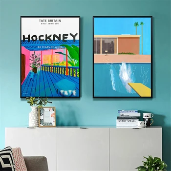 Letnik David Hockney Platno Slikarstvo Nordijska Razstavo Plakatov in Fotografij Stenske Slike za Dnevna Soba Dekoracijo Sten Cuadros