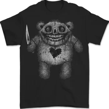 Zombi medvedek Z Nožem Halloween Grozo Mens T-Shirt 100% Bombaž