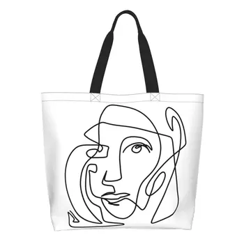 Ponovno Pablo Picasso Eno Vrstico Abstraktna Umetnost Nakupovalno Vrečko Ramenski Platno Tote Vrečko Stroj Španski Živil Varovanec Vrečke