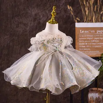 Dekleta Španski Cvetlični Žogo Obleke Baby Royal Lolita Princess Obleke Za Malčke Rojstni Dan, Krst Obleke Za Dekle Velikonočni Eid A1222