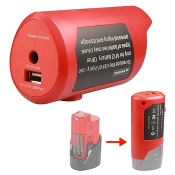 USB Napajanje Adapter za Milwaukee 12V Litij-ionska Baterija za Prenosni Vir Napajanja Adapter z 2.1 Vrata USB & DC 12V Vtičnico