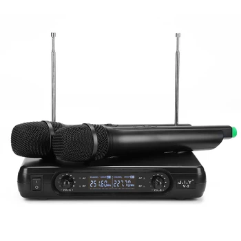 2-Kanalni Dvojni Brezžični Ročni Mikrofon Brezžični Mikrofonski Sistem Z LCD Zaslonom z Visoko zvestobo Stabilnost, Velika Sprejemna