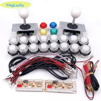 2-Predvajalnik DIY Arkadna Palčko Kompleti Z 20 LED Arkadna Gumbi + 2 igralne palice + 2 USB Kodirnik Kit + Kabli Arkadna Igra, ki se Deli Set