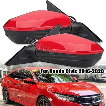 3 Žice Strani Rearview Mirror Pokrov Objektiva za Honda Civic Sedan NAS Različica 2016 -2020 Električni Prilagoditev Rdeči Avto Skupščine