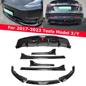 Avto Spredaj Zadnji Odbijač Za Ustnice Brado Difuzor Body Kit Spojler Deflektor Za Tesla Model 3 Y 2017-2023 Zunanjost Pribor 2021 2022