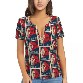 Nicolas Cage Meme T-Majice Igralec Globoko V Vratu Ulica Slog Oversize T Majica Kratek Rokav Dame Letnik Tee Shirt Plaži Vrh Tees