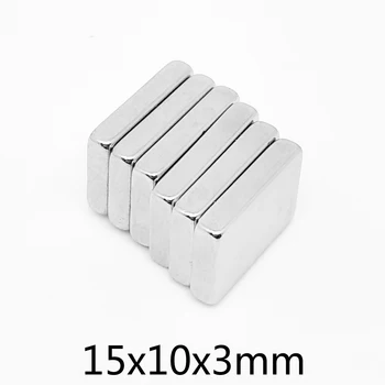 5/10/20/50/100/150PCS 15x10x3 Močan Blok Magnet N35 Quadrate Trajni Magnet 15x10x3mm Neodymium Magneti Stanja 15*10*3