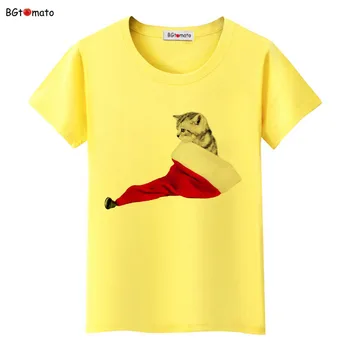 Božič mačka T-shirt Nov Slog kawaii 3d majice Za Ženske, Vroče Prodaje oblačil blagovne znamke top tees