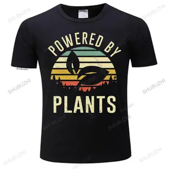 Oblikovanje Moške Letnik Powered By Rastline Vegetarijansko, Vegansko smešno tisk T-Shirt Za Mlade, Srednje Starosti, Starejši kul Tee Majica