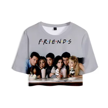 ZDA Klasični televizijski Seriji Prijatelji, 3D Print Majica s kratkimi rokavi Harajuku Tshirt Ulične Izrez T-shirt Moda Crop Zgornji del Ženske Obleke