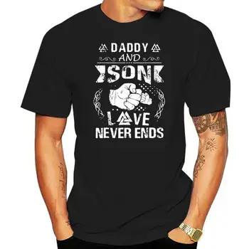 Vikingi Očka In Sin Ljubezen Nikoli ne Konča Za Očeta Dan Majica Nov Prihod Moški Tees Priložnostne Fant T-shirt Vrhovi Popusti