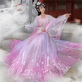 Kitajski Stari Hanfu Cosplay Til Očesa Žensk Ples Obleka za Halloween Kostumi Kitajskem Slogu Oblačila Pravljice Hanfu Roza, Modra, Bela