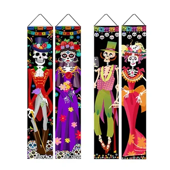 Mehiški Dan Mrtvih Zastavo, ki Visi na Prostem 180x30cm Visi Verandi Prijavite Halloween Dobrodošli Znaki Halloween Kostume Doma Dekor Nova