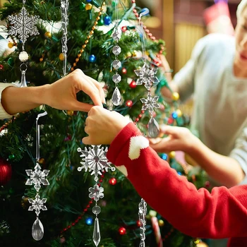 Christmas Tree Okraski Kristalno Okraski Visi Akril Snežinka Ledenica Spusti Kristalno Božič Obesek Novo Leto Dobave