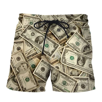 Vroče Smešno Dolar Grafike 3d Tiskanja Poletne Moške Hlače Quick Dry, Plavanje Hlače Prevelike Priložnostne Plaža Hlače Trend Moških Oblačil
