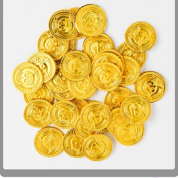 50pcs plastičnih Pirat zlatega kovanca za noč Čarovnic otroci rojstni dan dekoracijo ponaredek zlati zaklad stranka dobave darilo otroci korist