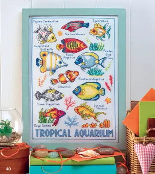 tropske ribe v akvariju 31-42 Domov DIY Zabavno, Navzkrižno Šiv Kit Needlework Šteje Kompleti Nov Slog Kompleti za Vezenje
