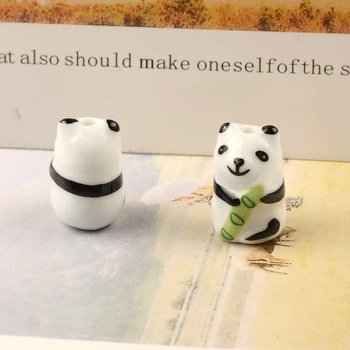 5pcs 13x19mm Ročno Poslikane Panda Obliko Keramične Kroglice Svoboden Distančnik DIY Kroglice za Nakit, Izdelava Zapestnico, Ogrlico Dodatki