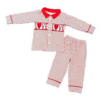 Vroče prodaja otroških oblačil, butik dekle obleko modne rdeča polka dot novorojenčka ljubezen baby obleko fant pižami