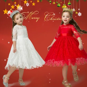 Božič Dekleta Obleko za 3-8Yrs Princesa Rojstni dan Obleko Jeseni Dolg Rokav Elegantno Otroci Priložnostne Novo leto Božiček Kostum