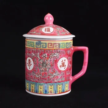 Tradicionalna Kitajska Jingdezhen Keramični Modre in Bele Porcelanaste Vrč Rdeče/Modra/Rumena Čaj Skodelica s Pokrovom Drinkware 300 ml