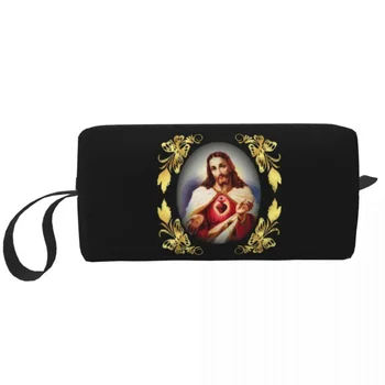 Jezusovega Srca Katoliške Detente Sagrado Corazon De Toaletnih Vrečko za Ženske Makeup Kozmetični Vrečko Lepoto Shranjevanje Dopp Kit