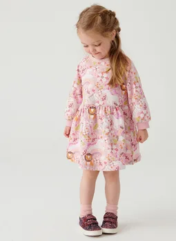Povsem Novo Kakovost Terry Bombaž Lolita Obleke za Dekleta Priložnostne Otroci Otroci Oblačila Baby Girl Obleke Risanka Eno-kos Obleko