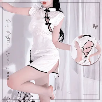 Kitajski Tradicionalni Cheongsam Obleko Seksi Spodnje Perilo, Oblačila Enotno Skušnjavi, Ženske Pižame Strast Qipao Krilo Pari Igra