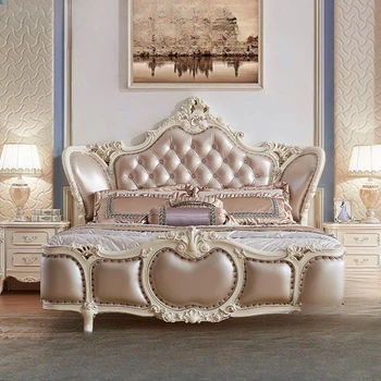 Usnje posteljo, spalnico, 1,8 m zakonsko posteljo, masivnega lesa poročno posteljo, hrast princesa postelja