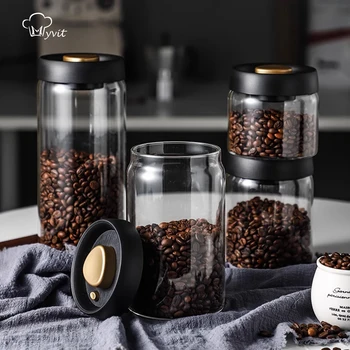 Vakuumsko Zaprti Jar Coffee Bean Shranjevanje Steklenice Kuhinja Hrane Zrn Čaj V Kozarcu Sveže Shranjevanje Jar Kuhinjski Pribor
