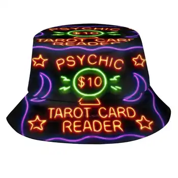 Psihično —?Tarot Card Reader Zložljive Panama Vedro Klobuk Skp Psihično Tarot Bralec Neon New Yorku
