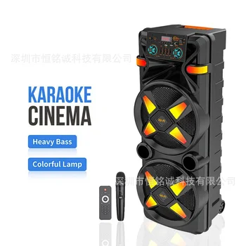 Caixa de som zunanji prenosni dvojni 12 inch subwoofer kul lahka Bluetooth zvočnik z brezžični mikrofon karaoke doma stranka