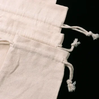 Za splošne namene, platno belo vrvico za zavezovanje vreče prazno vrečko riža snop usta shranjevanje bombaž embalaža vrečko nakita