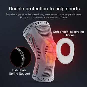 1Pc Silikonski Kneepads Stiskanje Kolena Naramnicami za Šport Anti Slip Kolena Podporo Dihanje za Vožnjo Košarka Nogomet
