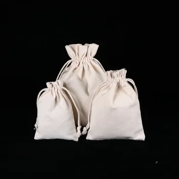 Za splošne namene, platno belo vrvico za zavezovanje vreče prazno vrečko riža snop usta shranjevanje bombaž embalaža vrečko nakita