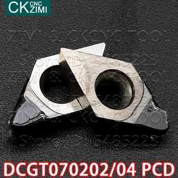 DCGT070202 PCD DCGT070204 PCD vstavite Diamantno rezilo visoko kakovostnih Zunanjih Obračanja vstavite Orodje, Stružnica DCGT 0702 za Baker aluminij